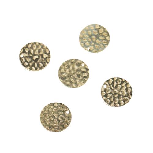 Brass Jewelry Pendants, Flat Round, DIY & hammered, original color, 16mm 