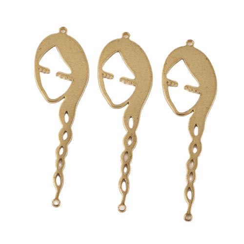 Brass Jewelry Pendants, Face, DIY & hollow, original color 