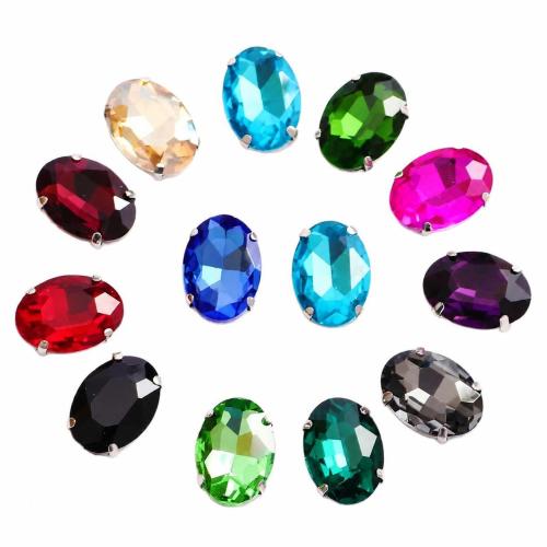 Kristall Schmuck Anhänger, mit 304 Edelstahl, oval, DIY & verschiedene Größen vorhanden & facettierte, mehrere Farben vorhanden, verkauft von PC