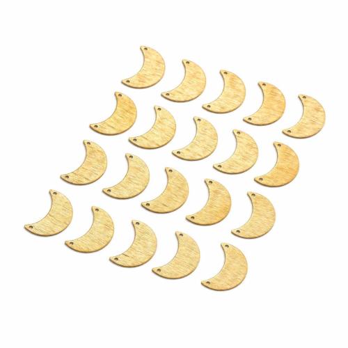Brass Jewelry Pendants, Moon, polished, DIY & brushed & double-hole, original color Approx 1.5mm 