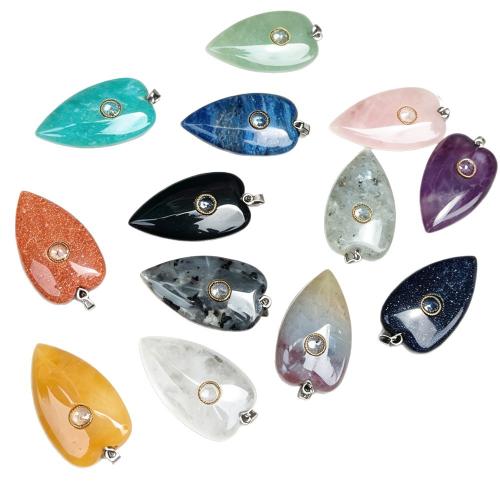Edelstein Schmuck Anhänger, mit 304 Edelstahl, Herz, DIY & verschiedenen Materialien für die Wahl & mit Strass, 23x40x10mm, verkauft von PC