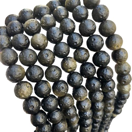 Schwarze Obsidian Perlen, rund, DIY & verschiedene Größen vorhanden, keine, verkauft von Strang