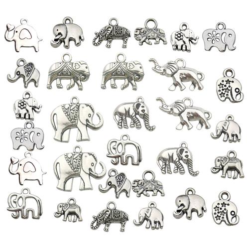 Zinc Alloy Animal Pendants, Elephant, Antique finish original color 