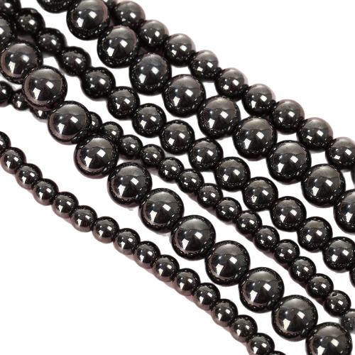 Schwarze Obsidian Perlen, rund, poliert, DIY & verschiedene Größen vorhanden, keine, verkauft von Strang