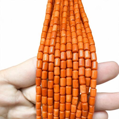 Meer Bambus Koralle Perlen, DIY, 6x4mm, Länge:ca. 38 cm, verkauft von Strang