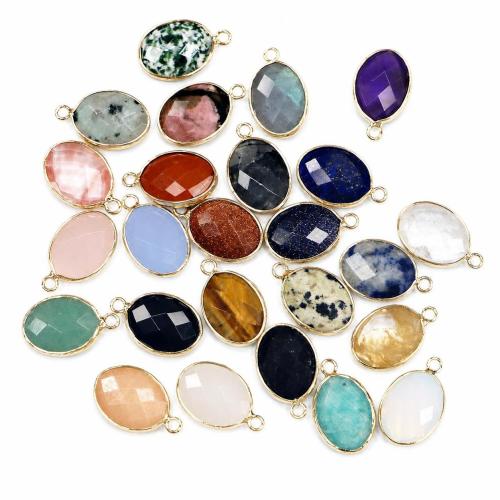 Gemstone Jewelry Pendants, Oval, plated, DIY & faceted 