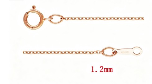 ゴールド ネックレスチェーン, 14 K ローズ ゴールド & 選択のための別の長さ & 楕円形の鎖, 1.2mm, 売り手 ストランド