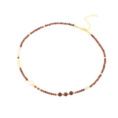 Gemstone Necklace, with Freshwater Pearl & Zinc Alloy, with 5cm extender chain, polished & for woman Approx 40 cm 