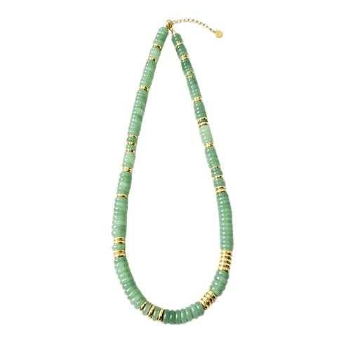 Gemstone Necklace, with 304 Stainless Steel, with 5cm extender chain & for woman Approx 42 cm 