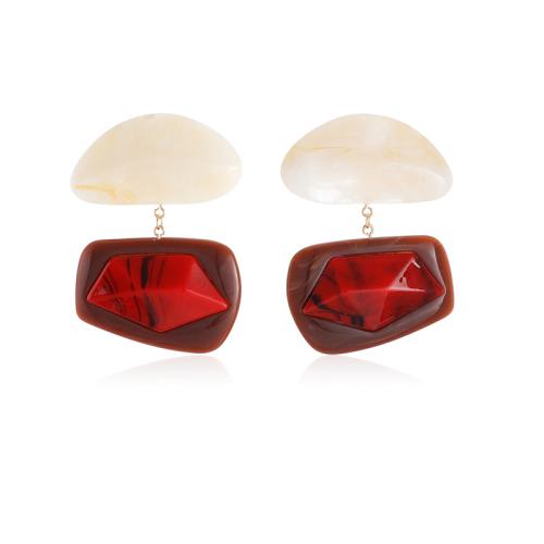 Acrylic Drop Earring, Geometrical Pattern, plated, fashion jewelry & for woman 