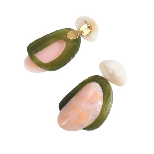 Acrylic Drop Earring, with Resin, Geometrical Pattern, fashion jewelry & for woman 