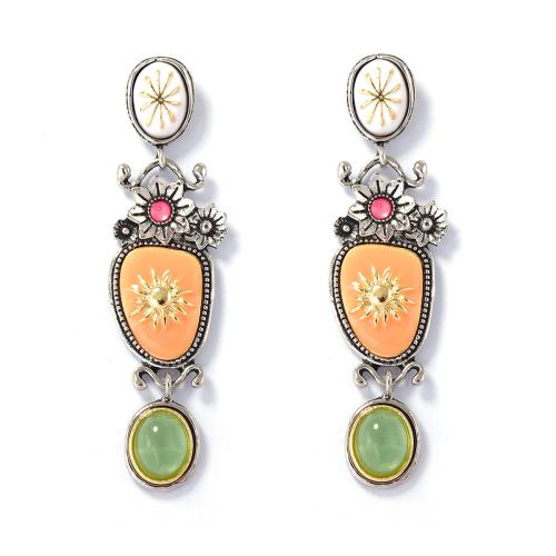 Zinc Alloy Drop Earring, with Resin, plated, vintage & for woman & enamel 