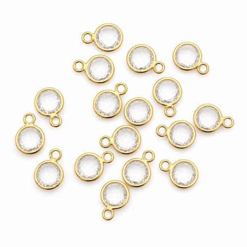 Crystal Brass Pendants, with Crystal, Round, plated, DIY 