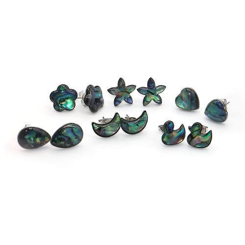 Abalone Shell Stud Earring, plated & for woman 