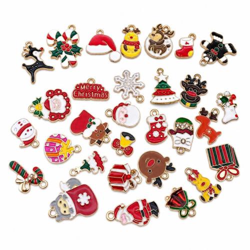Zinc Alloy Christmas Pendants, plated, Christmas Design & DIY & enamel 