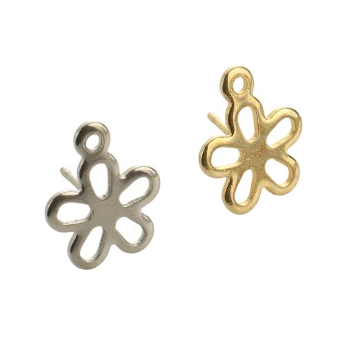 ステンレス鋼イヤリングボスト, 304ステンレススチール, 花形, メッキ, DIY, 無色 穴:約 1mm, 売り手 パソコン