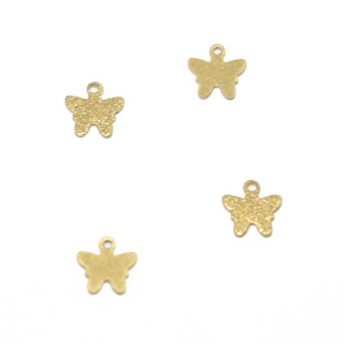 Colgantes de animal de latón , metal, Mariposa, Bricolaje & cara sola & glaseado, color original, 9x8x0.6mm, agujero:aproximado 1.2mm, Vendido por UD