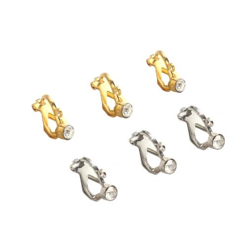 Clips de Acero Inoxidable para Pendientes , acero inoxidable 316, chapado, Bricolaje & con diamantes de imitación, más colores para la opción, 15x6x9mm, agujero:aproximado 2mm, Vendido por UD