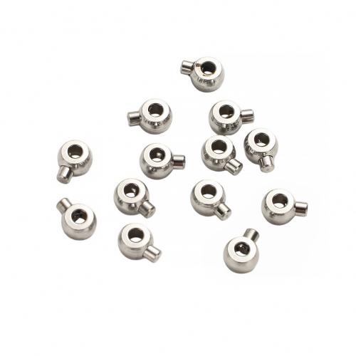 acero inoxidable 304 Perla de posicionamiento, chapado, Bricolaje, color original, 4.5x3.5x2.5mm, agujero:aproximado 1mm, Vendido por UD