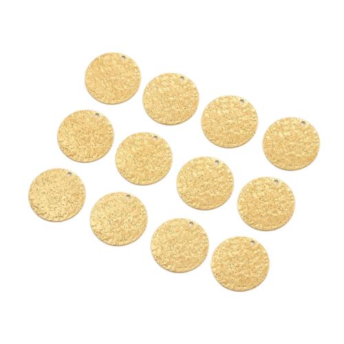 Colgantes de la joyería de cobre amarillo, metal, Redondo aplanado, Bricolaje & superficie bache, color original, 20x0.6mm, agujero:aproximado 1.3mm, Vendido por UD