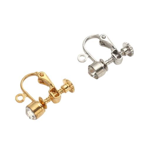 Fornitura de pendiente de latón con cierre, metal, chapado, Bricolaje & con diamantes de imitación, más colores para la opción, 16x13mm, agujero:aproximado 2mm, Vendido por UD
