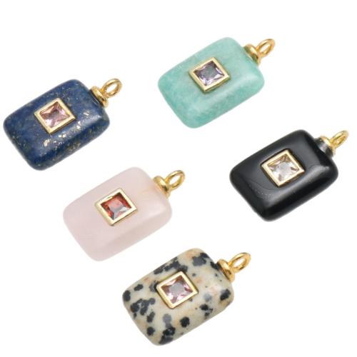 Colgantes semi piedras preciosas de la aleación de Zinc, con aleación de zinc, Rectángular, Bricolaje & diferentes materiales para la opción & micro arcilla de zirconia cúbica, 16x12x5mm, Vendido por UD