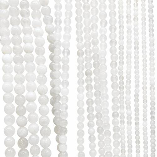 Cuentas Individuales de piedras preciosas, Jade, Esférico, Bricolaje & diverso tamaño para la opción, Blanco, longitud:aproximado 38 cm, Vendido por Sarta