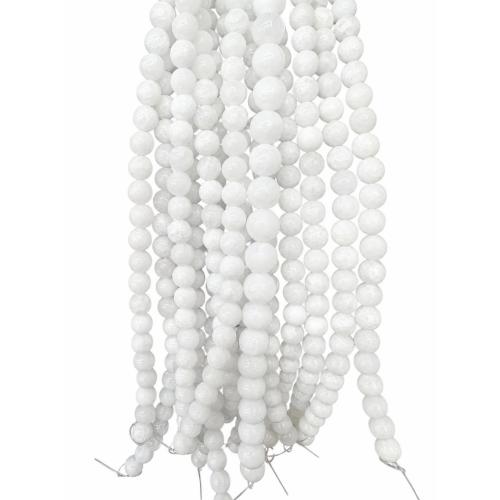 Cuentas Individuales de piedras preciosas, Jade, Esférico, Bricolaje & diverso tamaño para la opción, Blanco, longitud:aproximado 38 cm, Vendido por Sarta
