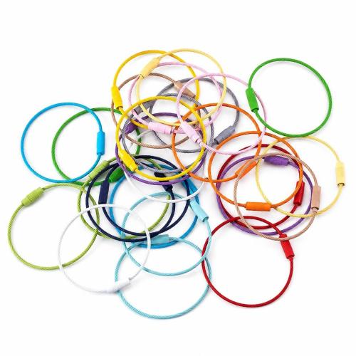 alambre de cola de tigre Llavero Cable anillo, Donut, barniz de secado al horno, Bricolaje, más colores para la opción, 10PCs/Bolsa, Vendido por Bolsa