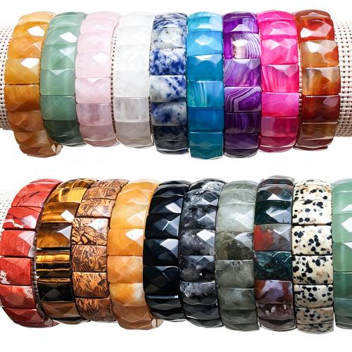 pierre gemme bracelet, rectangle, différents matériaux pour le choix & unisexe & facettes, beads size 14mm Environ 21.6 cm, Vendu par PC