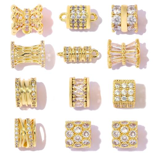 Colgante de Micro Pavé de Zirconía Cúbica, metal, chapado en color dorado, Bricolaje & diferentes estilos para la opción & micro arcilla de zirconia cúbica, 3PCs/Bolsa, Vendido por Bolsa