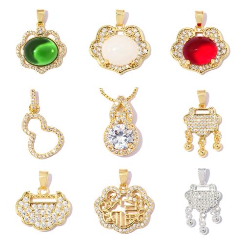 Colgante de Micro Pavé de Zirconía Cúbica, metal, con Piedra de vidrio, chapado, Bricolaje & diferentes estilos para la opción & micro arcilla de zirconia cúbica, 3PCs/Bolsa, Vendido por Bolsa