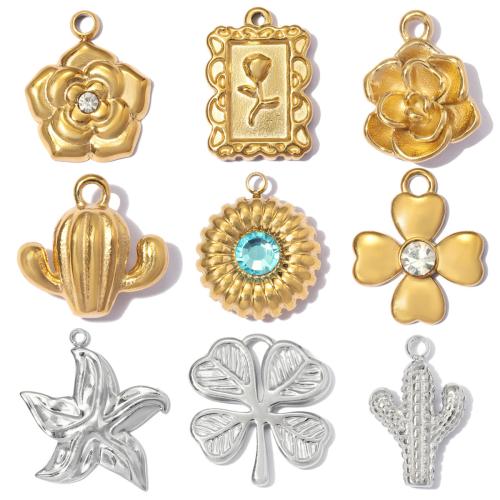 Colgantes de acero inoxidable de diamantes de imitación , acero inoxidable 304, chapado, Bricolaje & diferentes estilos para la opción & con diamantes de imitación, 3PCs/Grupo, Vendido por Grupo