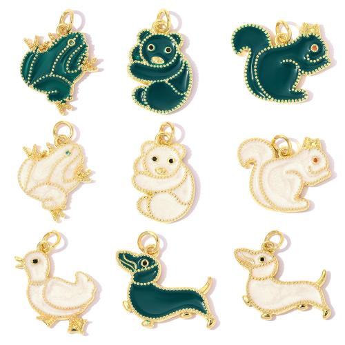 Colgante de Micro Pavé de Zirconía Cúbica, metal, Animal, chapado en color dorado, Bricolaje & diferentes estilos para la opción & micro arcilla de zirconia cúbica & esmalte, 3PCs/Bolsa, Vendido por Bolsa