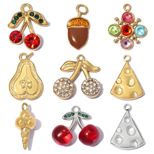 Colgantes de acero inoxidable de diamantes de imitación , acero inoxidable 304, con resina, chapado, Bricolaje & diferentes estilos para la opción & esmalte & con diamantes de imitación, 3PCs/Bolsa, Vendido por Bolsa