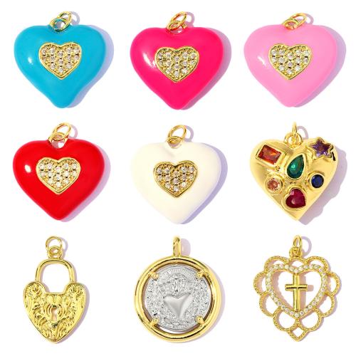 Colgante de Micro Pavé de Zirconía Cúbica, metal, chapado, Bricolaje & diferentes estilos para la opción & micro arcilla de zirconia cúbica & esmalte, 3PCs/Bolsa, Vendido por Bolsa