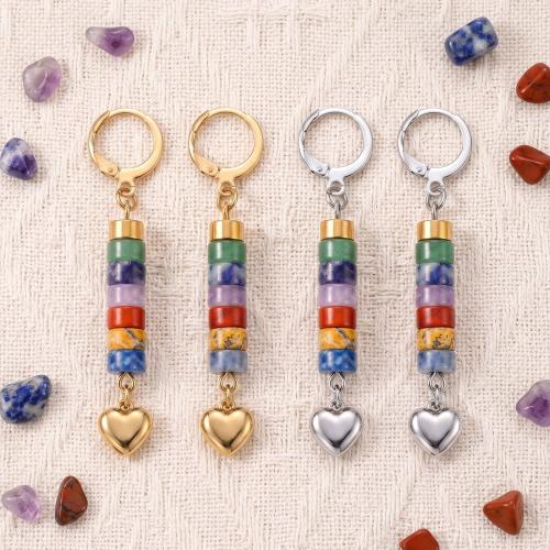 Pendiente de gota de piedras preciosas, chapado, Joyería & Estilo bohemio & para mujer, más colores para la opción, Vendido por Par
