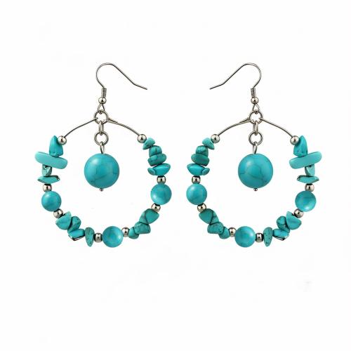 Joyas de pendiente moderno, Azul sintético turquesa, con acero inoxidable, chapado, Joyería & para mujer, azul turquesa, Vendido por Par