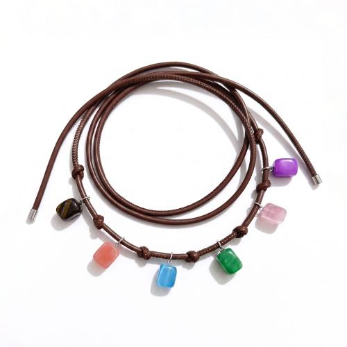 Collar de Piedras Preciosas, con cordón de cuero, Irregular, Joyería & para mujer, multicolor, longitud:aproximado 132 cm, Vendido por Sarta