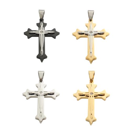 Colgantes de Cruces de acero inoxidable, acero inoxidable 304, chapado, Bricolaje, más colores para la opción, 53.5x38.5x4.3mm, agujero:aproximado 12.5x6.5mm, Vendido por UD