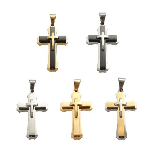 Colgantes de Cruces de acero inoxidable, acero inoxidable 304, chapado, Bricolaje, más colores para la opción, 53.2x30.1x7.9mm, agujero:aproximado 11x7.5mm, Vendido por UD