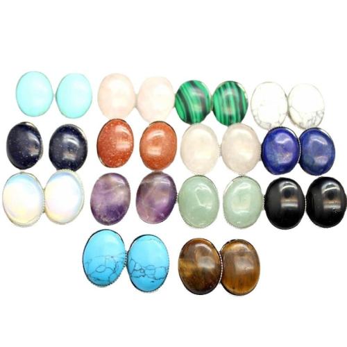 Piedras preciosas Pinza de pendiente, con aleación de zinc, Óvalo, diferentes materiales para la opción & para mujer, 16x20mm, Vendido por Par