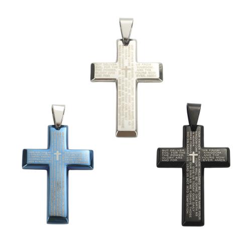 Colgantes de Cruces de acero inoxidable, acero inoxidable 304, chapado, Bricolaje & con el patrón de la letra, más colores para la opción, 50.2x34.4x3.7mm, agujero:aproximado 12.5x6.5mm, Vendido por UD