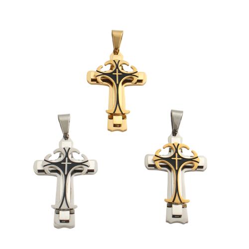 Colgantes de Cruces de acero inoxidable, acero inoxidable 304, chapado, Bricolaje, más colores para la opción, 55.8x34.5x5.2mm, agujero:aproximado 13x6mm, Vendido por UD