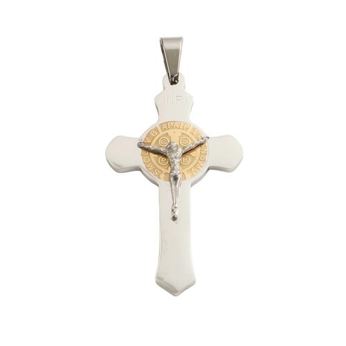 Colgantes de Cruces de acero inoxidable, acero inoxidable 304, chapado, Bricolaje, 49.7x28x3.7mm, agujero:aproximado 9.5x4.6mm, Vendido por UD