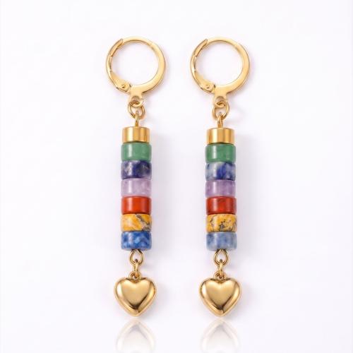 Pendiente de gota de piedras preciosas, chapado, Joyería & Estilo bohemio & para mujer, más colores para la opción, Vendido por Par