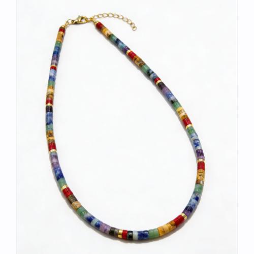 Collar de Piedras Preciosas, con acero inoxidable, con 5cm extender cadena, chapado, Joyería & unisexo, multicolor, longitud:aproximado 42 cm, Vendido por Sarta