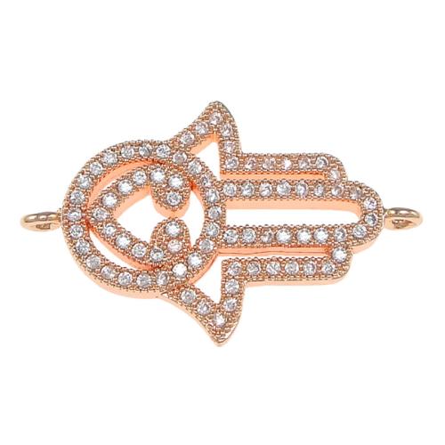Zircon pavent Laiton Connector, Main de Fatma, Placage, DIY & pavé de micro zircon, plus de couleurs à choisir Environ 1.5mm, Vendu par PC