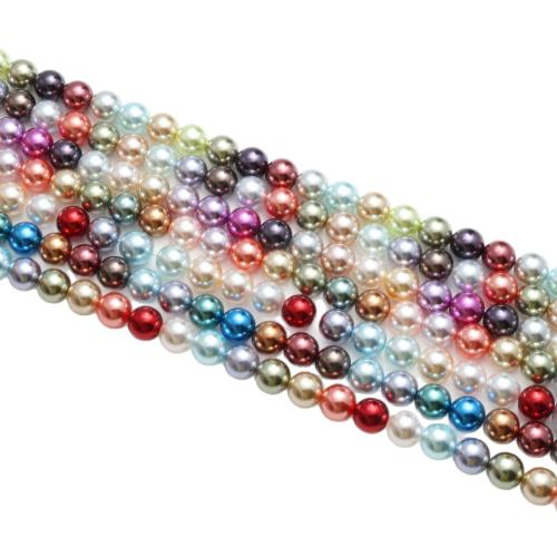 Perles de nacre en verre, avec Shell Powder, Rond, DIY & différents matériaux pour le choix, plus de couleurs à choisir, 8mm, Environ Vendu par brin