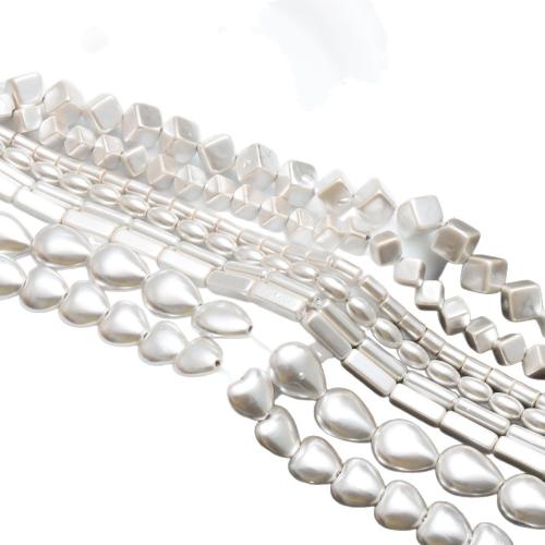Perles de nacre en verre, DIY & perle d'imitation & styles différents pour le choix & mat, blanc, Vendu par brin